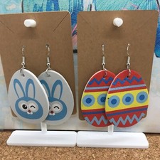 4 PC 3" Teardrop Double-Sided Easter Spring Leather Earring Set New 4275