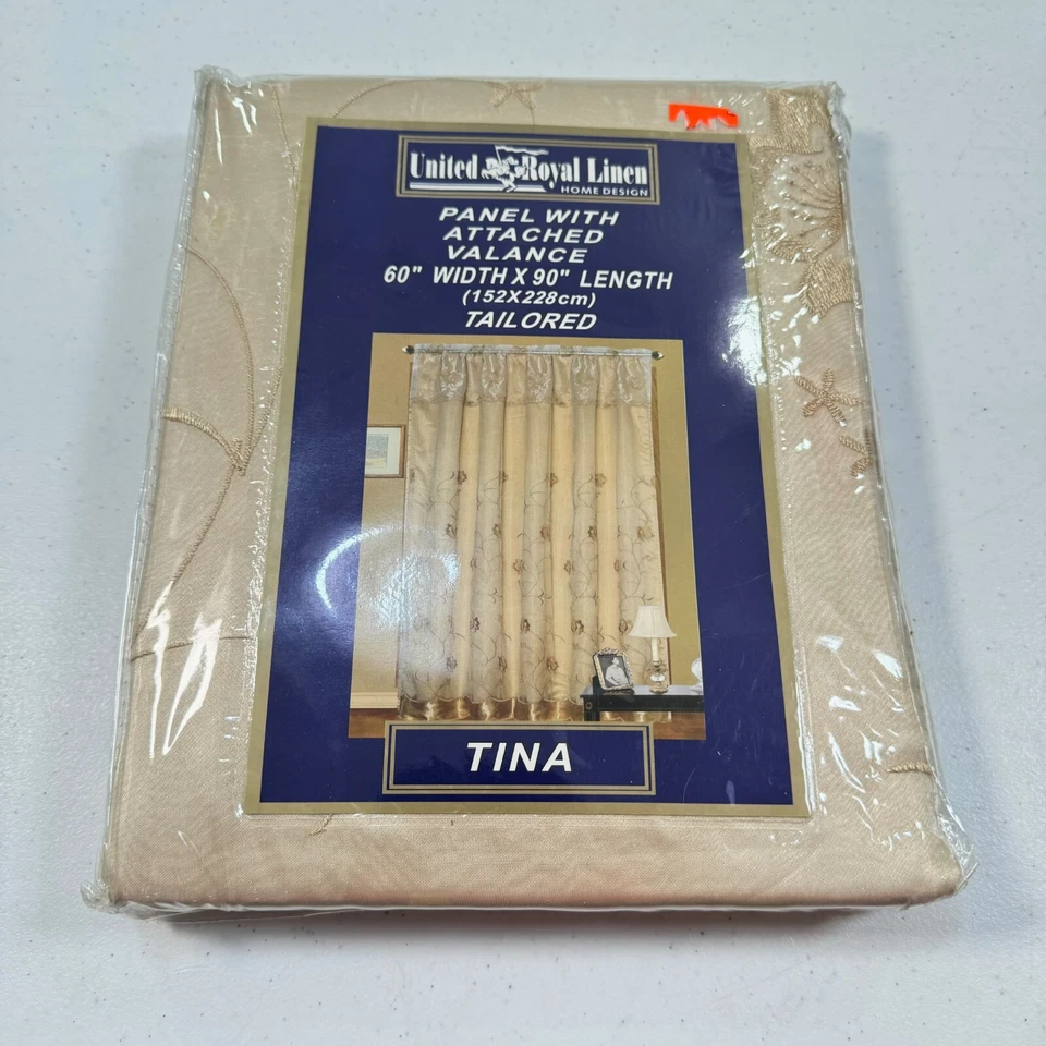 Panel cortina lino real unido beige flores tina moderno 1104-12 Foto 2 de 4