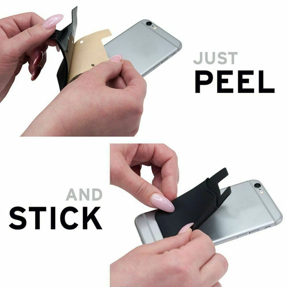 5 PIEZAS Silicona Portatarjetas de Crédito Teléfono Celular Billetera Bolsillo Adhesivo Negro Foto 2 de 4