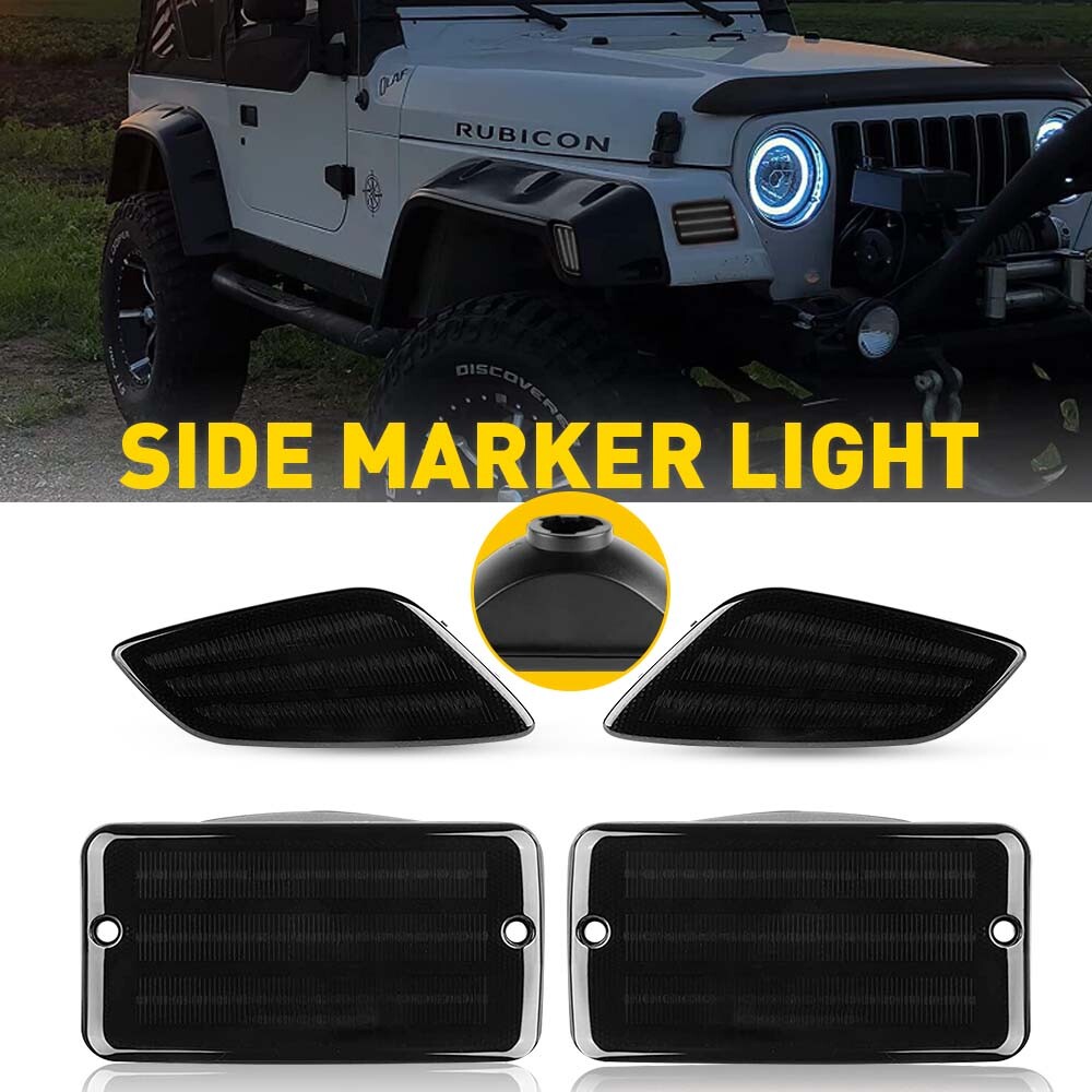 1997-2006 Jeep Wrangler TJ 4x Smoke Bumper Side Marker Lights