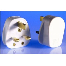 2 X WHITE NEW UK FUSED STANDARD 13AMP 3 PIN MAINS HOUSEHOLD PLUG CE CERTIFIED