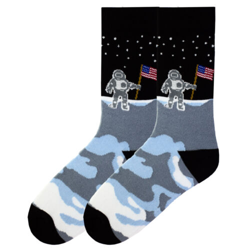 K.Bell Men's Pair Socks Man On The Moon American Made Cotton Blend Mens Sock NWT - Picture 1 of 1