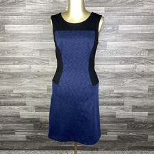 ANN TAYLOR Round Neck Zip Back Blue Sleeveless Fit & Flare Dress Women's Size 0