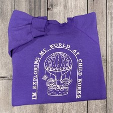 Vintage 90s Hot Air Balloon Raglan Sweatshirt XL Purple Child Works Made in USA