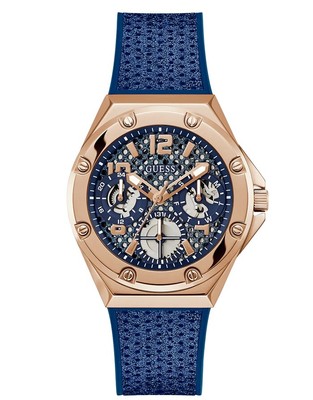 GUESS Ladies Blue Rose Gold Tone Multi-function Watch GW0620L3