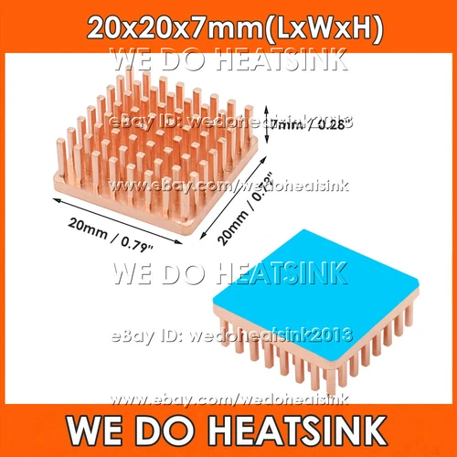 20x20x7mm Copper Heat Sink With or Without Tape For IC Electronic CPU LAN AMD