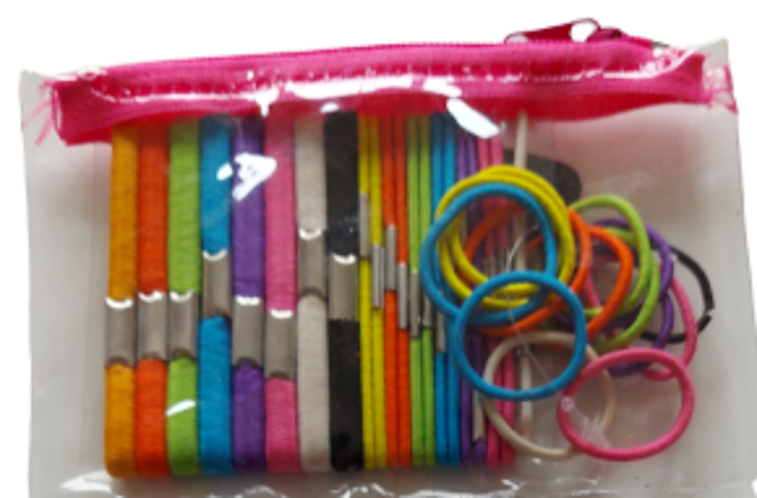 Girls Elastics Bobbles Hair Bands Ties Ponios Assorted - Storage Bag