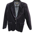 Vintage Chaus Velvet Blazer Jacket Size 13/14 Women's Navy Hong Kong Lined Suit