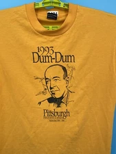VTG Dum Dum 1993 T Shirt Large Yellow USA Made Single Stitch BEST Tee Pittsburgh