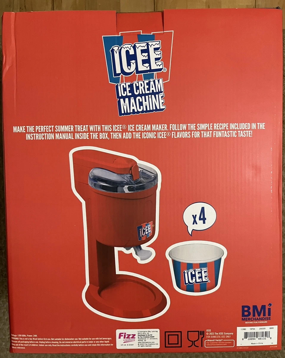 BRAND NEW! Iscream Genuine Icee Ice Cream Machine - Soft Serve Maker With 4  Cups