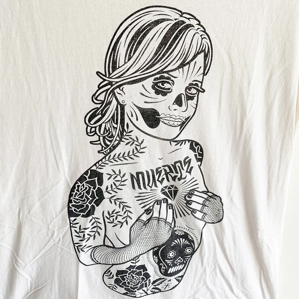 Rebel 8 Vintage Dia De Los Muerte Mike Giant White Cut-Off Tee Shirt XL [Read] - Image 2 of 4