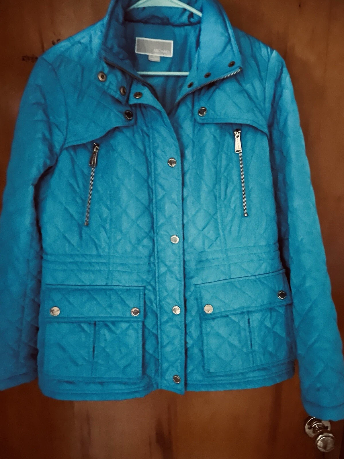 Giacca trapuntata primaverile Michael Kors blu taglia med ferramenta argento