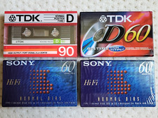 Lot of 4 NEW SEALED TDK D60 D90 Sony C-60HFB Blank Cassette Tape