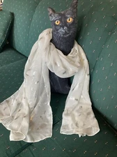 68” Long 28” Wide Metallic Silver Feather White Pashmina Scarf Wrap Table Runner