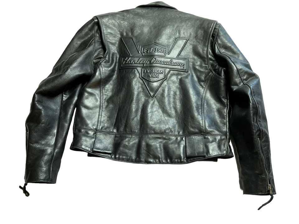 CHAQUETA DE CUERO GRUESA HARLEY DAVIDSON BOLSILLO D HECHA EN EE. UU. RIDE CAPITANE Mediana Foto 2 de 4