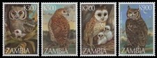 Sambia 1997 - Mi-Nr. 729-732 ** - MNH - Eulen / Owls
