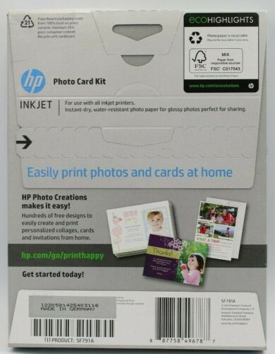 HP Photo Card Kit- 10 (5”X7”) Glossy Photo Paper/Envelopes+5 (4”X6”) For InkJet - Picture 2 of 2