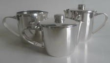 GIÒ PONTI SAMBONET SIGNED ITALY TEA COFFEE SET SILVER STEEL 18/10 - no krupp