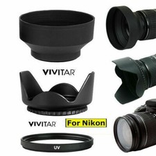 HARD TULLIP HOOD RUBBER SOFT HOOD UV FILTER FOR NIKON D3200 D3300 D5000 D5100