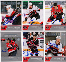 lot of 6 autographed SIGNED '21/22 BELLEVILLE SENATORS Upper Deck AHL cards