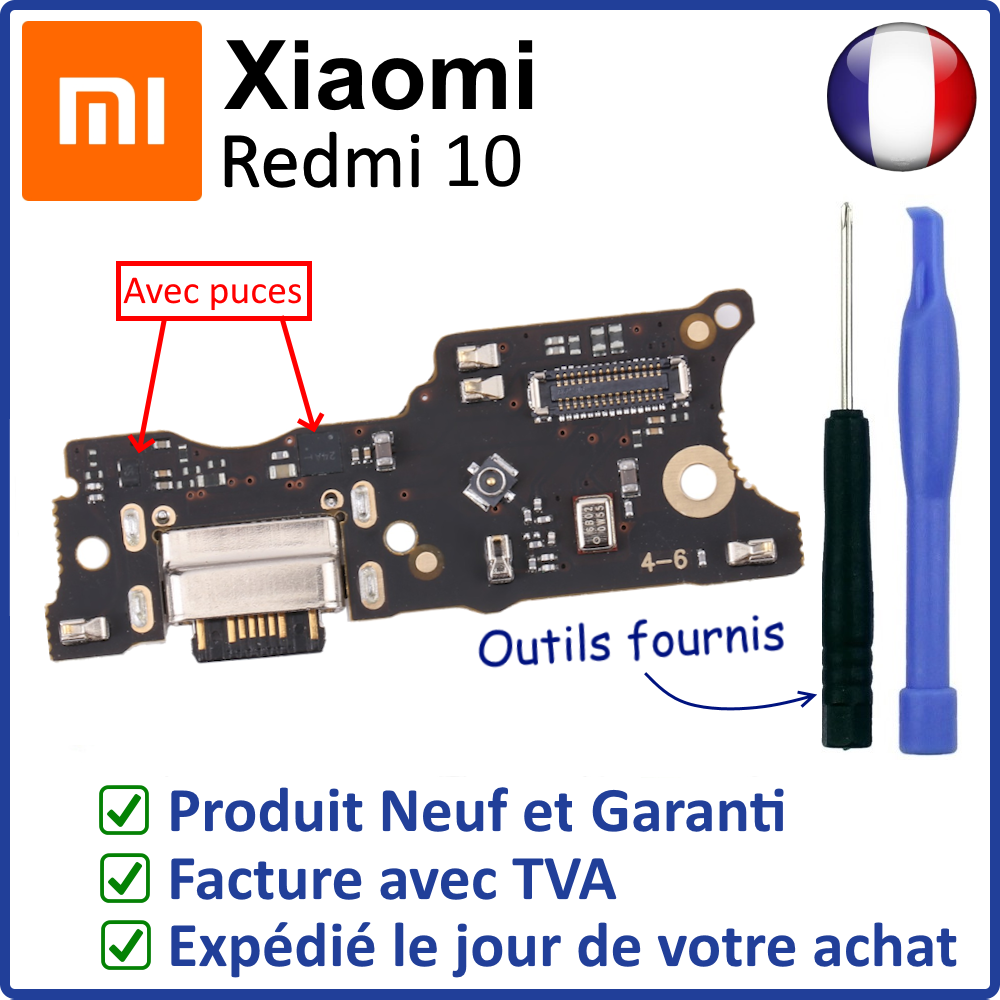 Circuit Connecteur USB, Antenne Et Micro Pour Xiaomi Redmi 10 – Pièce Neuve