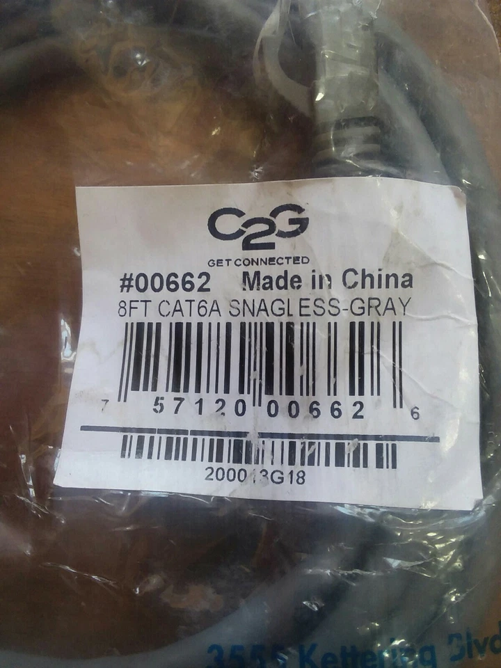 C2G 00662 C2G 8ft Cat6a Snagless Unshielded (UTP) Network Patch Cable - Gray - - Image 2 of 4