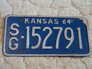 ANTIQUE 1964 KANSAS LICENSE TAG/PLATE - #152791 | eBay