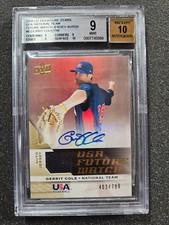 🌟 2009 Upper Deck USA Signature Jersey Gerrit Cole #/799 BGS 9 AUTO-10 TOP POP