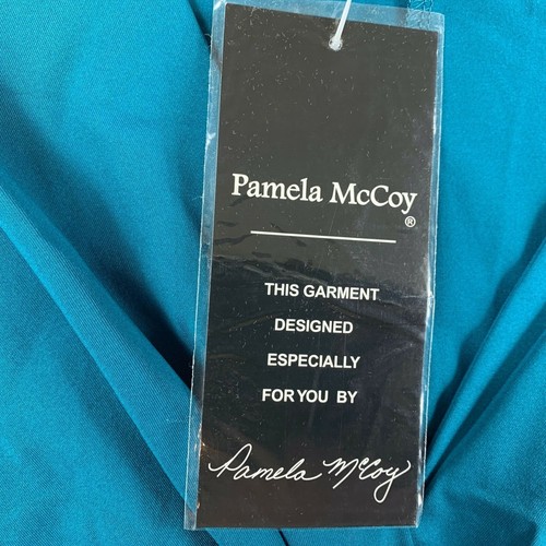 NWT Pamela McCoy Plus Size 3X Top Teal Blue V-Neck Stretch Blouse 3/4 Sleeve NEW - Picture 7 of 9