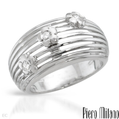 Piero Milano Italy Ring mit 18K Gold 0,07ctw super gepflegte G/VS Diamanten, Größe 7