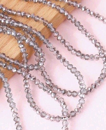 300 Grey Faceted Rondelle Crystal Glass Beads Jewellery Making 4mm - Picture 4 of 4