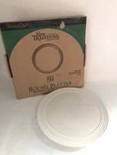 The Pampered Chef Stoneware Round Platter New Traditions Collection 1318 White