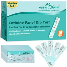 Easy@Home Nicotine Test Strips – 10 Cotinine Urine Tests, Fast Results