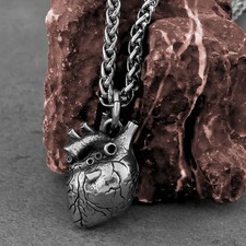 Collar Colgante Corazón Anatómico Acero Inoxidable Hombre Clásico Joyería Moderna