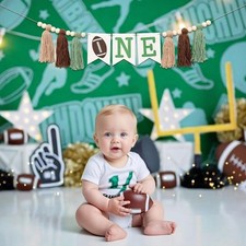 Football 1st Birthday High Chair Banner   First Down One Party Decoration