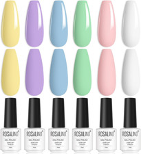 Smalto Semipermanente Unghie Pastello, 6 Colori Rosa Bianco Viola Blu Verde Gial