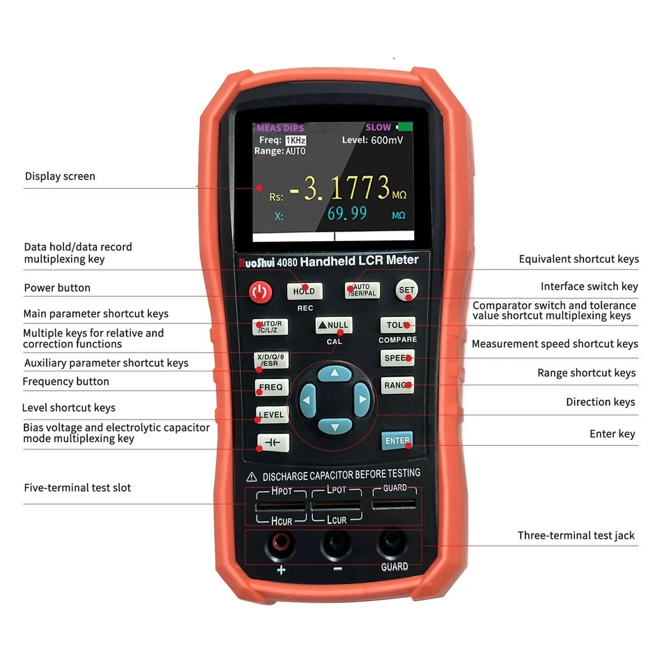 Handheld LCR Meter 100Hz-100KHz, 0.2% Accuracy, Digital Bridge Multimeter for... - Image 3 of 4