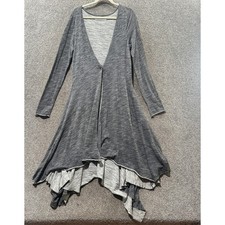 Free People Beach Cardigan Duster Sweater Medium Gray Flowy Boho Lagenlook