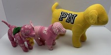Victoria's Secret Large Yellow PN Dog  2 Small Pink VS Dog Plush Toys