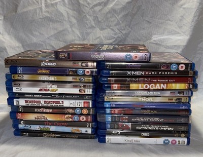 Lot Of 25 Blu Ray Films Marvel Avengers Spider-Man Deadpool X-men MCU Mask More