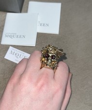 alexander mcqueen Gold Skull Ring Size 15/P