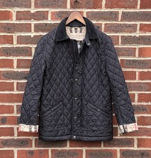 Burberry Brit Mens RODEN Quilted Jacket SMALL Black Grey Country Prorsum Diamond