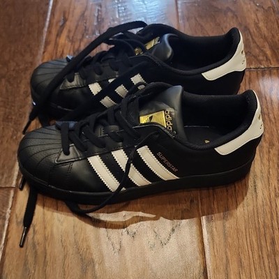 adidas Superstar Men's Sneakers Black White Gold Leather US 6 B23642 | eBay