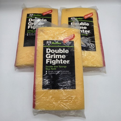 #ad #ad 3 Vtg BUTLER Double Grime Fighter Sponge Mop Refill 2414 Suburbanite 1010 amp; 1414 $20.37