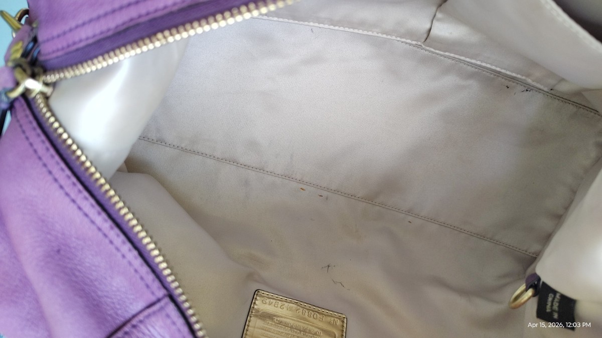 Coach 12949 MEDIUM Madison Sabrina Distressed Purple Leather