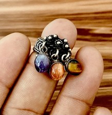 vintage mexico taxco 925 sterling silver ring rare with gemstones