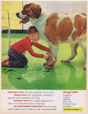 1958 St Bernard & His Boy Simoniz Floor Wax Print Ad