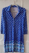 LILLY PULITZER BLUE GROTTO PRINT TIED UP ENGINEERED ANSLEY POLO SHIFT DRESS S
