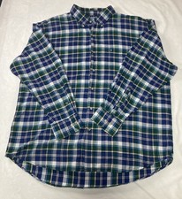 IZOD Mens Flannel Shirt 2XL Blue / Green Cotton