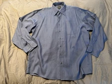 Jos A Bank Travelers Collection 100% Linen Shirt XL Blue Long Sleeve